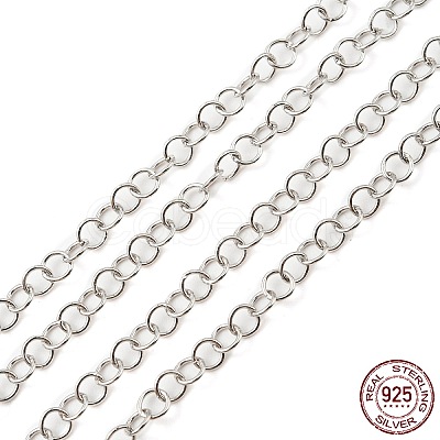 Anti-Tarnish Rhodium Plated 925 Sterling Silver Round Cable Chains STER-F052-10P-1