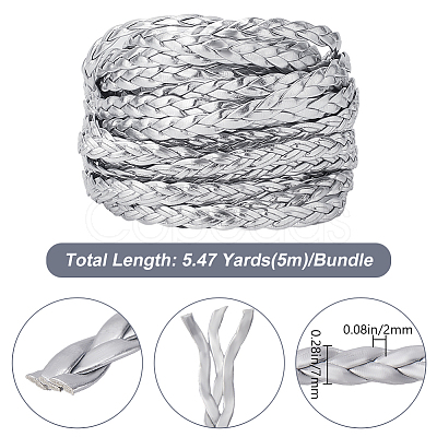 Flat PU Leather Braided Cord OCOR-WH0086-87A-03-1