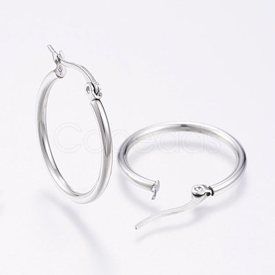 Tarnish Resistant 304 Stainless Steel Hoop Earrings EJEW-F105-09P-1