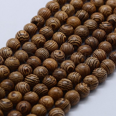 Natural Wenge Wood Beads Strands WOOD-F006-02-8mm-1