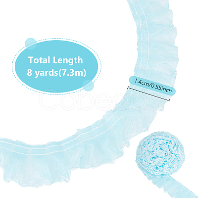 8 Yard Polyester Pleated Lace Ribbon OCOR-WH0078-159A-1