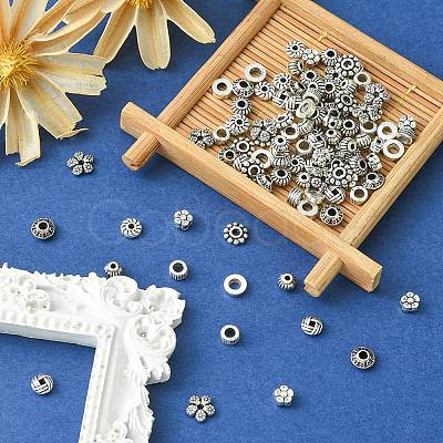 100Pcs 10 Styles Tibetan Style Alloy Spacer Beads TIBEB-YW0001-14-1