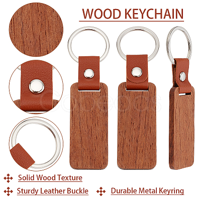 Rectangle Wood Blank Pendant Keychain FIND-WH0016-44-1