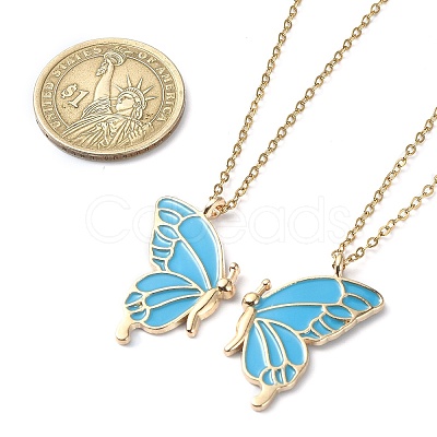 2Pcs Alloy Butterfly Pendant Necklaces NJEW-JN04550-1