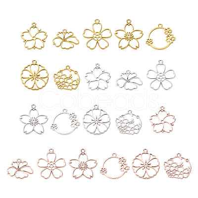 Cheriswelry 7 Style Alloy Open Back Bezel Pendants PALLOY-CW0001-03-1