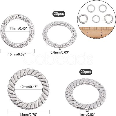 Unicraftale 40Pcs 2 Style 304 Stainless Steel Linking Rings STAS-UN0022-16P-1