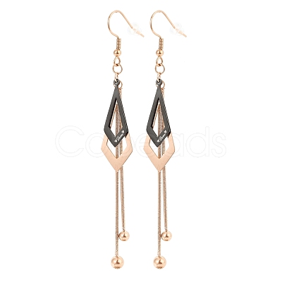 Ion Plating(IP) 304 Stainless Steel Dangle Earrings EJEW-P190-13RG-1