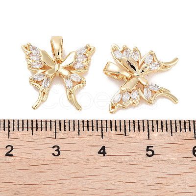 Brass Micro Pave Cubic Zirconia Pendants KK-C051-44G-1