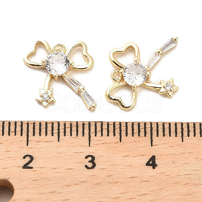 Brass Micro Pave Clear Cubic Zirconia Charms KK-C054-19G-1