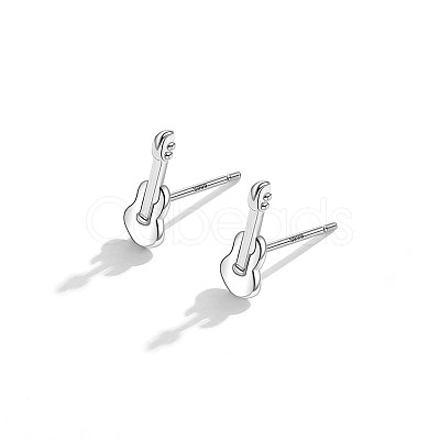 Anti-Tarnish Rhodium Plated Sterling Silver Stud Earrings EJEW-BB67164-P-1