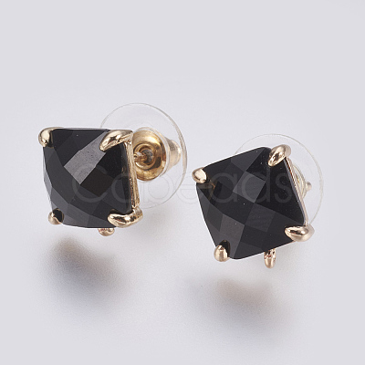 Faceted Glass Stud Earring Findings X-GLAA-F084-C09-1