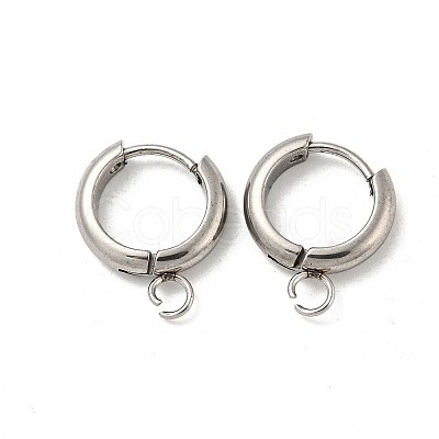 Tarnish Resistant 201 Stainless Steel Huggie Hoop Earring Findings STAS-P283-01Y-P-1