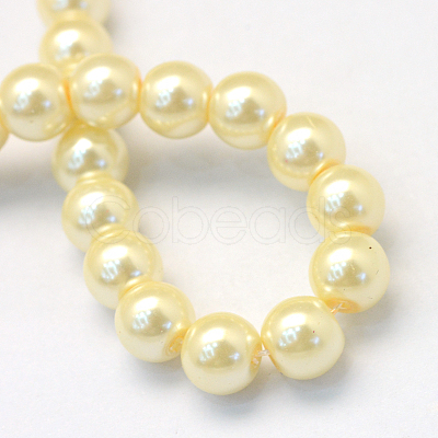 Baking Painted Pearlized Glass Pearl Round Bead Strands X-HY-Q330-8mm-21-1