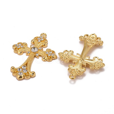 Alloy Rhinestone Cross Big Pendants ALRI-1475-G-NR-1