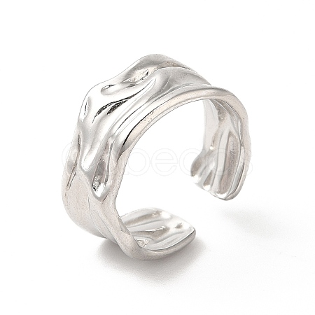 304 Stainless Steel Twist Open Cuff Ring for Women RJEW-E063-24P-1