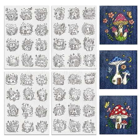 4 Sheets 11.6x8.2 Inch Stick and Stitch Embroidery Patterns DIY-WH0455-116-1