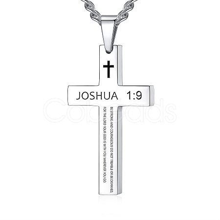 Stainless Steel Cross Pendant Necklace for Men RC3506-2-1