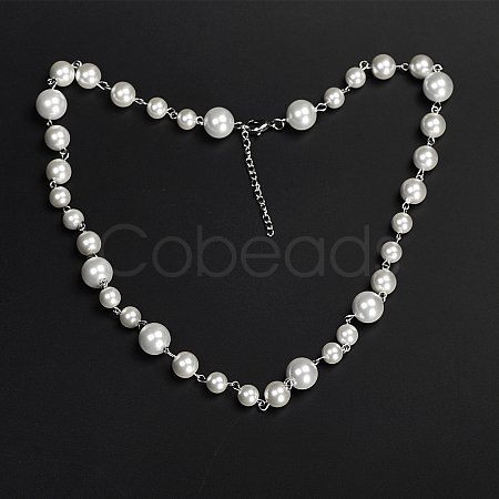 Stainless Steel Imitation Pearl Necklaces for Unisex UC6699-1