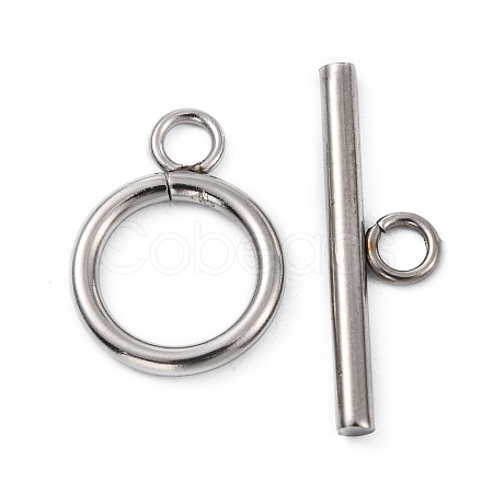 Tarnish Resistant Stainless Steel Ring Toggle Clasps STAS-Q179-01-1