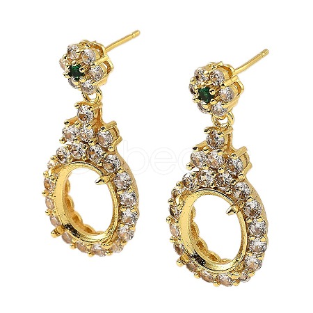 Rack Plating Brass with Cubic Zirconia Stud Earrings Finding KK-Z085-01G-1