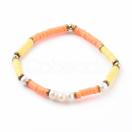 Polymer Clay Heishi Beaded Stretch Bracelets BJEW-JB06145-05-1