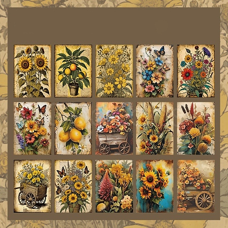 30Pcs 15 Styles Vintage Floral Scrapbook Paper Pads DIY-P083-A05-1