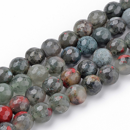 Natural African Bloodstone Beads Strands G-Q462-95-10mm-1