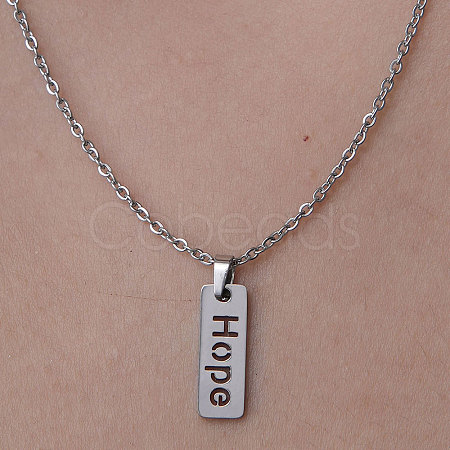 Non-Tarnish 201 Stainless Steel Word Hope Pendant Necklace NJEW-OY001-48-1