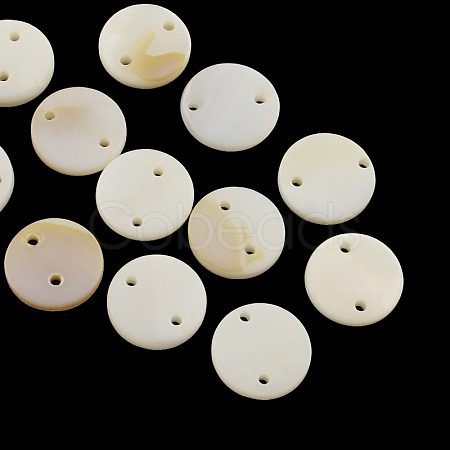 2-Hole Flat Round Freshwater Shell Buttons SHEL-Q005-11-1