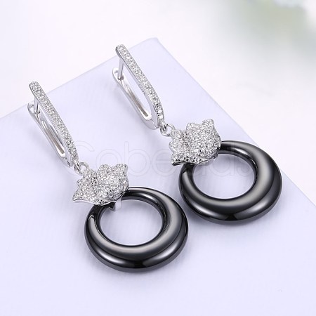 Trendy Sterling Silver Hoop Earrings EJEW-BB30015-A-1
