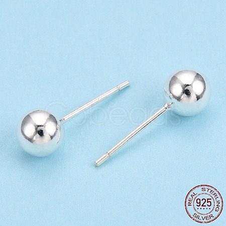 925 Sterling Silver Round Ball Stud Earrings STER-T005-01G-1