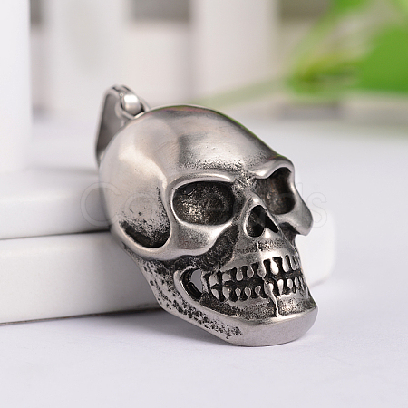 Retro 316 Surgical Stainless Steel Skull pendants X-STAS-E096-57AS-1