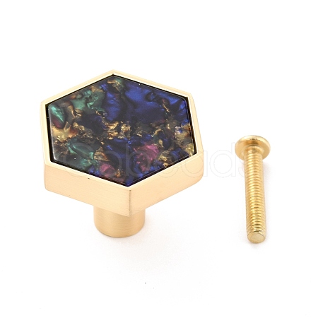 Hexagon with Marble Pattern Brass Box Handles & Knobs DIY-P054-C04-1