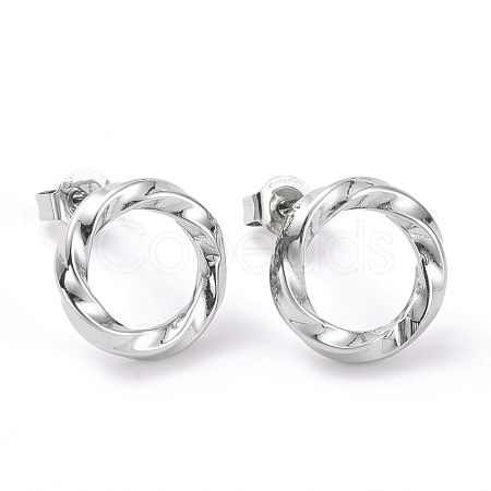 Non-Tarnish 304 Stainless Steel Wave Ring Stud Earrings for Women EJEW-G298-10P-1