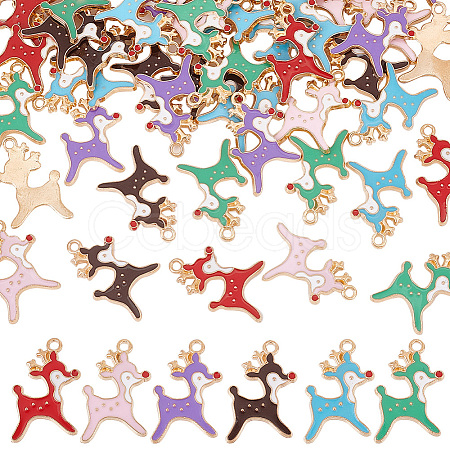 PandaHall Elite 60Pcs 6 Colors Alloy Enamel Pendants ENAM-PH0002-78-1