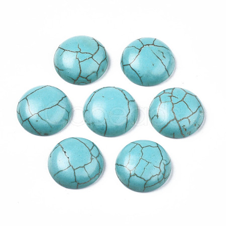 Craft Findings Dyed Synthetic Turquoise Gemstone Flat Back Dome Cabochons TURQ-S266-18mm-01-1