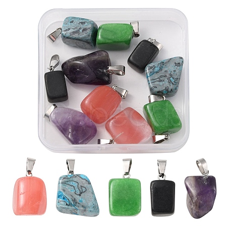 10Pcs 5 Styles Natural & Synthetic Mixed Gemstone Pendants G-YW0001-37-1