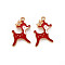 Alloy Enamel Pendants, Deer, Light Gold, FireBrick, 21x14x3mm, Hole: 1.6mm