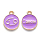 Alloy Enamel Pendants, Cadmium Free & Lead Free, Flat Round with Constellation, Light Gold, Medium Purple, Cancer, 15x12x2mm, Hole: 1.5mm