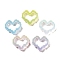 UV Plating Acrylic Beads, Iridescent, Heart, Mixed Color, 25x29x7mm, Hole: 2.5mm