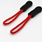 Garment Accessories, Plastic Zipper Puller With Strap, FireBrick, 60~64mm