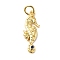 Rack Plating Brass Pave Blue Cubic Zirconia Sea Animal Pendants, Sea Horse Charms with Jump Rings, Long-Lasting Plated, Lead Free & Cadmium Free, Real 18K Gold Plated, 20.5x7.5x2mm, Hole: 3mm