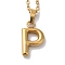 PVD Vacuum Plating 201 Stainless Steel Necklaces, Letter, Letter P, 17.80 inch(45.2cm), Pendant: 22x10.2x3mm