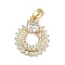 Brass Micro Pave Clear Cubic Zirconia Pendants, with Glass, Real 18K Gold Plated, Round, 18.5x15.5x4mm, Hole: 3.5x4mm