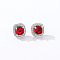 Elegant Zircon Square Stud Earrings for Women, Fashionable and Versatile, Square, Silver