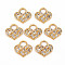 Rack Plating Brass Micro Pave Clear Cubic Zirconia Charms, Long-Lasting Plated, Cadmium Free & Lead Free, Heart, Light Gold, 12x12.5x3mm, Hole: 3.5x3.5mm