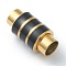 304 Stainless Steel Magnetic Clasps, Tube, Gold, 20x7~10mm, Inner Diameter: 6mm