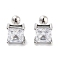 Square 316 Surgical Stainless Steel Pave Cubic Zirconia Ear False Plugs for Women Men, Stainless Steel Color, Clear, 7x7mm