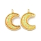 Translucent Resin Pendants, Rack Plating Brass Crescent Moon Charms with Gold Foil, Real 18K Gold Plated, Long-Lasting Plated, Cadmium Free & Lead Free, Yellow, 16.5x11.5x3mm, Hole: 1.5mm