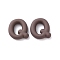 Rack Plating Spray Painted Alloy Pendants, Rubberized Style, Brown, Letter Q, 20x19x6mm, Hole: 1.5mm